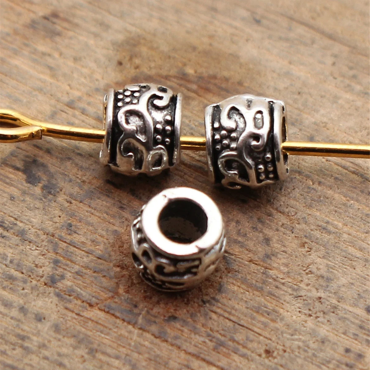 4.8x4.8x4.3mm 0.24g Antique Silver Zinc Alloy Vine Texture Spacer Beads for DIY Bracelet and Necklace Making