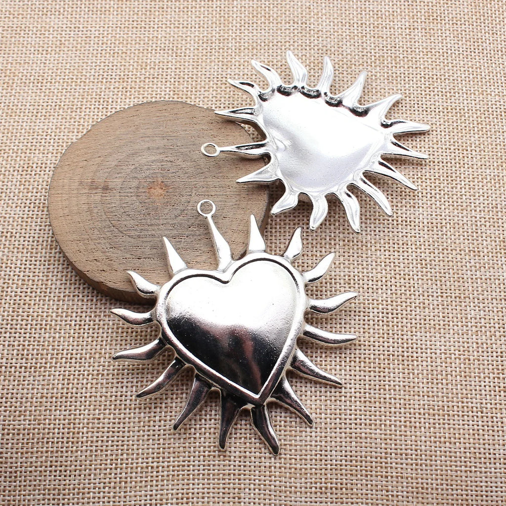 74x70mm 30.8g Antique Silver Zinc Alloy Thorn Heart Charm Pendant for DIY Necklace Jewelry Making