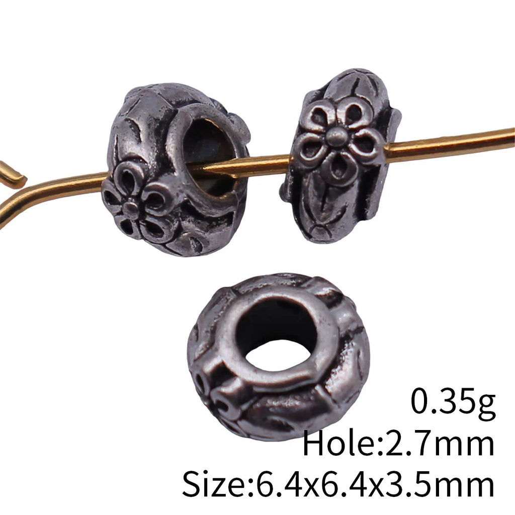 6.4x6.4x3.5mm 0.35g White K Blackened Zinc Alloy Flower Spacer Beads for DIY Bracelet Jewelry Making