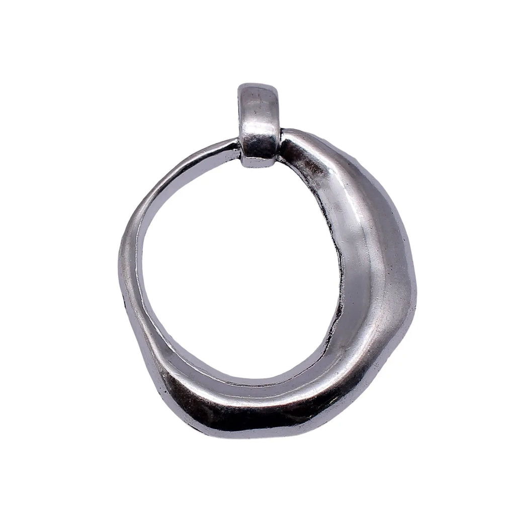 69x54mm 17g Antique silver zinc alloy irregular geometric hammered hollow charm pendant for jewelry making