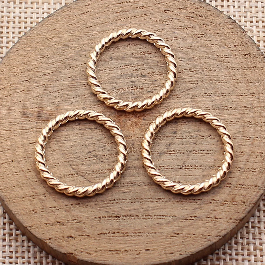 20x20x2.5mm 1.3g KC Gold Tone Zinc Alloy Twisted Round Ring Connector Findings for DIY Jewelry Making