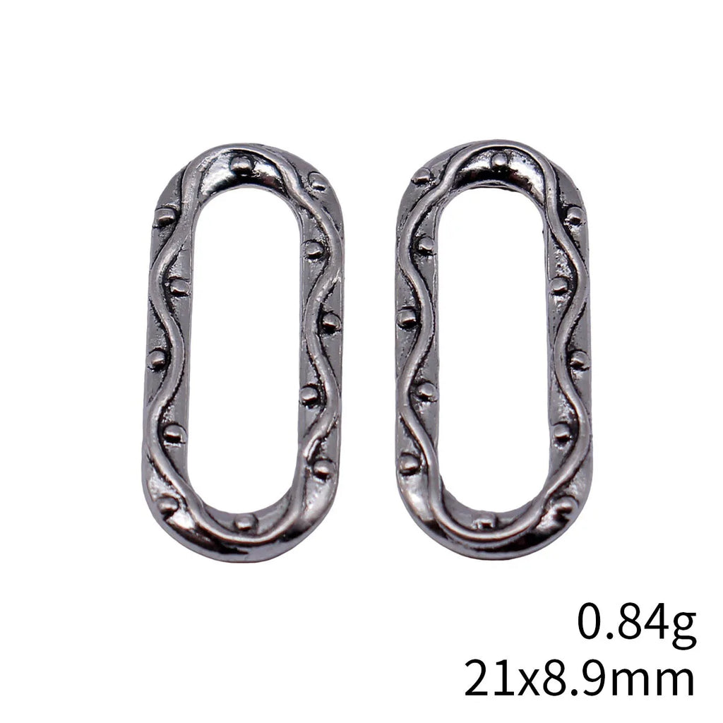 21x8.9mm 0.84g Antique Silver Zinc Alloy Wavy Texture Oval Ring Connector Charm for DIY Jewelry Making