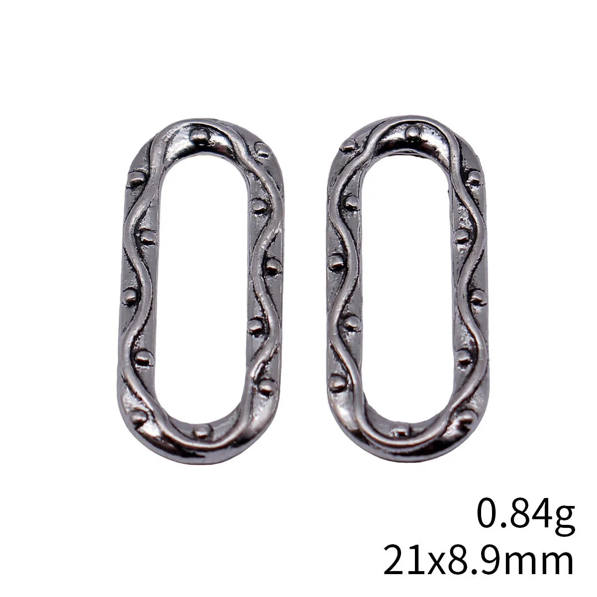 21x8.9mm 0.84g Antique Silver Zinc Alloy Wavy Texture Oval Ring Connector Charm for DIY Jewelry Making