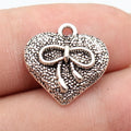 18x18mm 2.1g Antique Silver Zinc Alloy Bowknot Heart Butterfly Charm Pendant for DIY Necklace Bracelet Jewelry