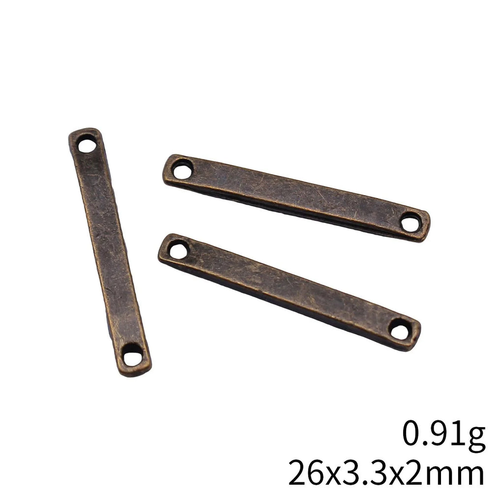 26x3.3x2mm 0.91g Antique Bronze Zinc Alloy Long Bar Connector Charm for DIY Bracelet Necklace Making