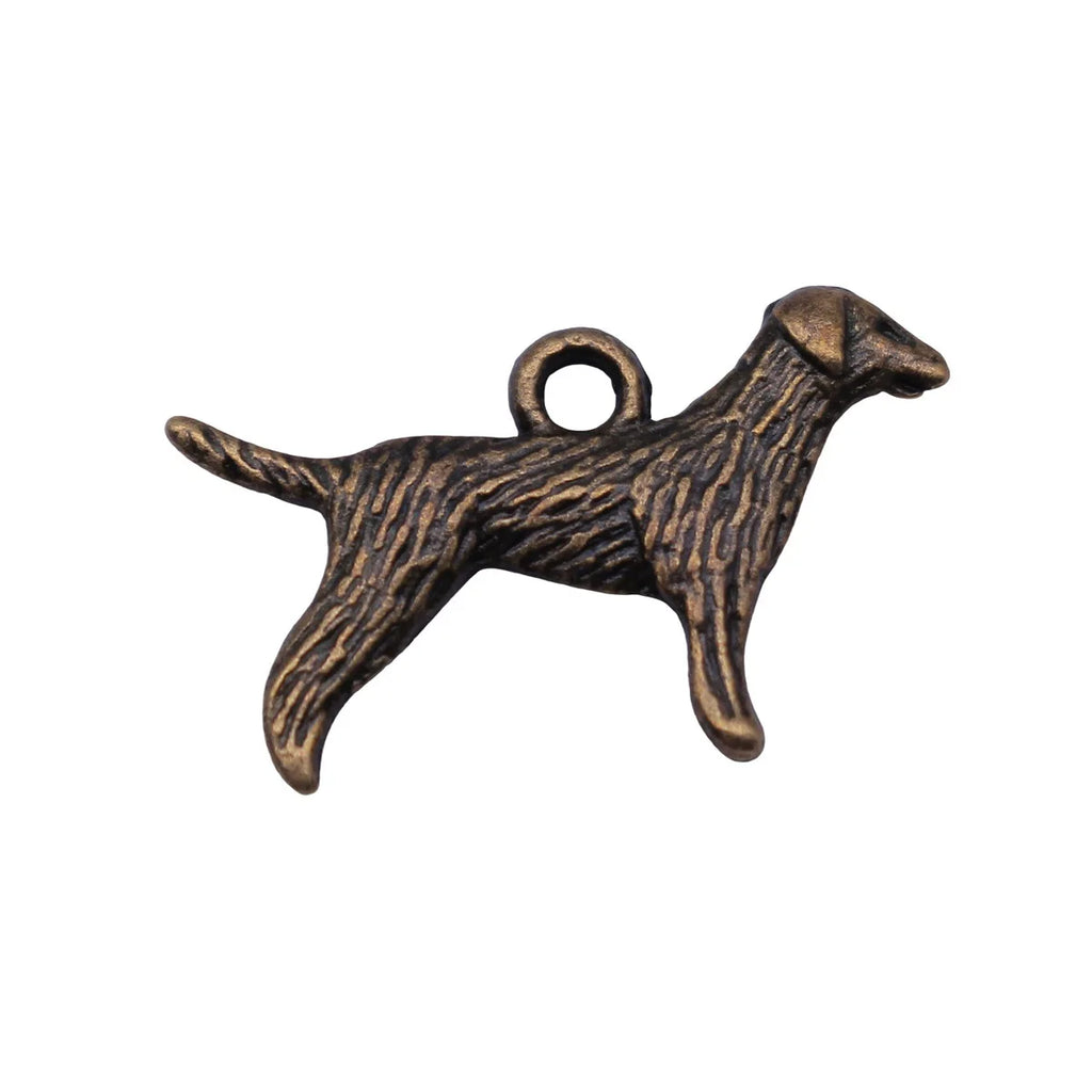 23x14mm 1.3g Antique Bronze Zinc Alloy Small Dog Charm Pendant for DIY Pet Necklace Jewelry Making