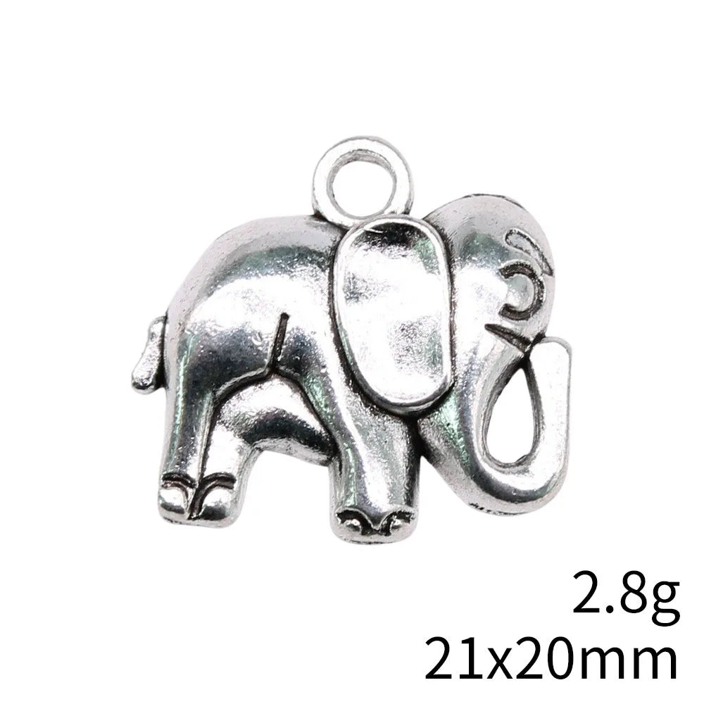 21x20mm 2.8g Antique Silver Zinc Alloy Elephant Charm Pendant for Necklace Bracelet Making
