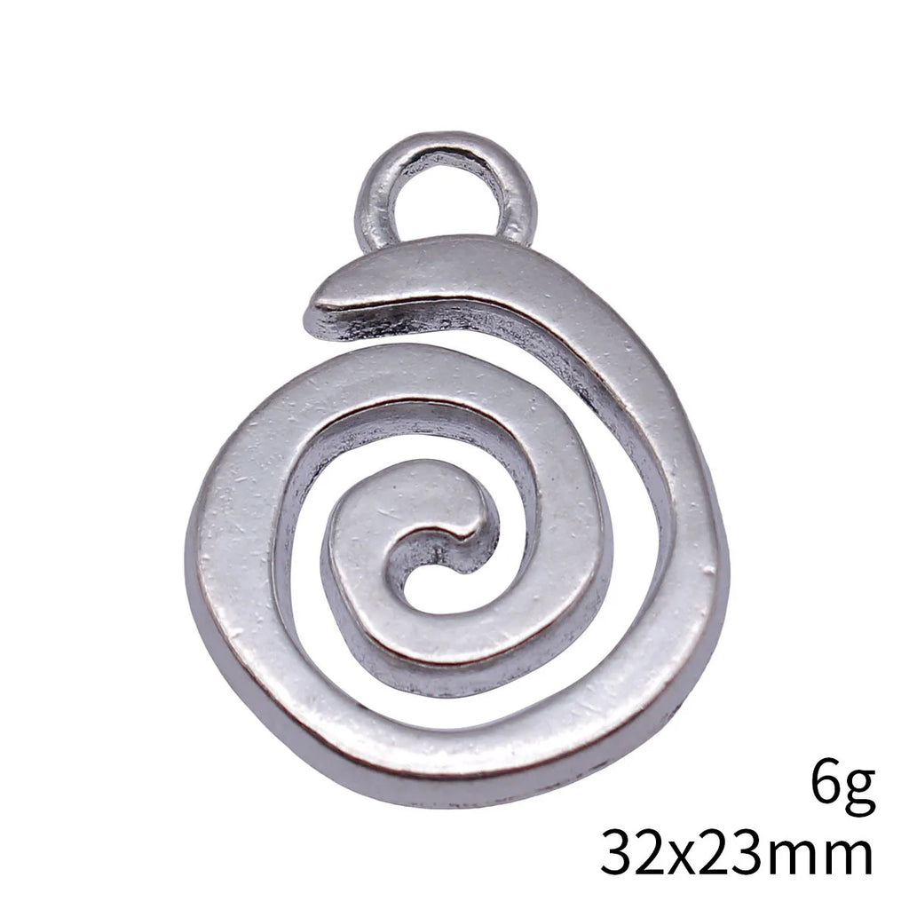 32x23mm 6g Antique Silver Zinc Alloy Swirl Charm Pendant for DIY Necklace Bracelet Making
