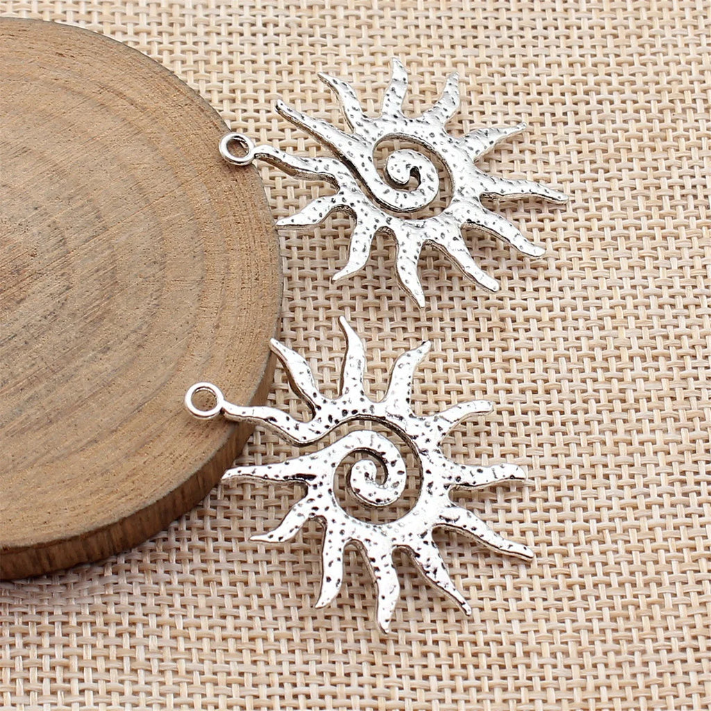 40x33mm 4.5g Multi Color Zinc Alloy Swirl Sun Charm Pendant for DIY Necklace Bracelet Making