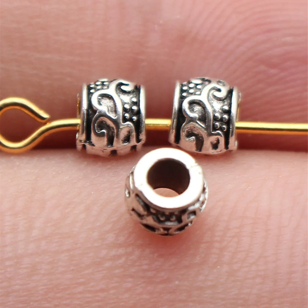 4.8x4.8x4.3mm 0.24g Antique Silver Zinc Alloy Vine Texture Spacer Beads for DIY Bracelet and Necklace Making
