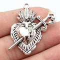 41x32mm 5.9g Multicolor Zinc Alloy Gothic Sword Heart Charm Pendant for DIY Necklace Making