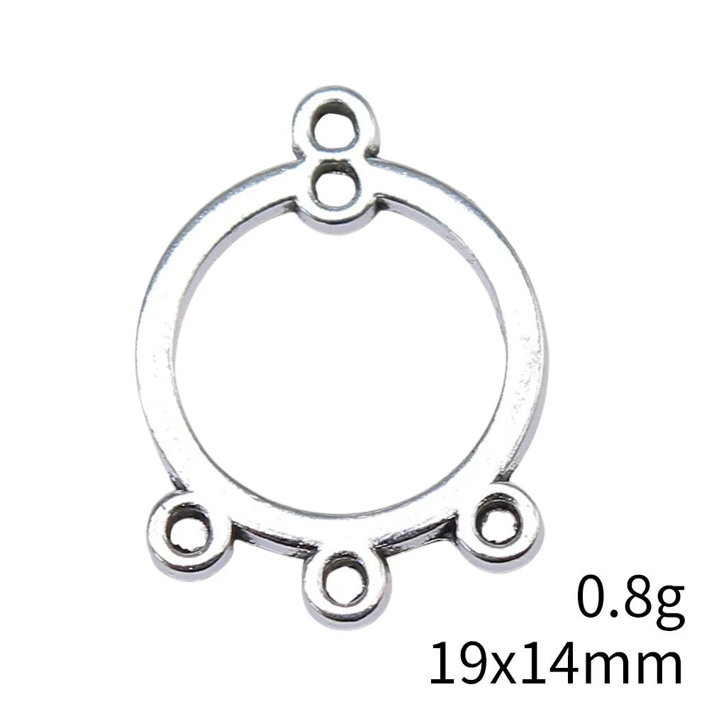 19x14mm 0.8g Antique Silver Zinc Alloy Round Earring Connector Charms for DIY Jewelry Making