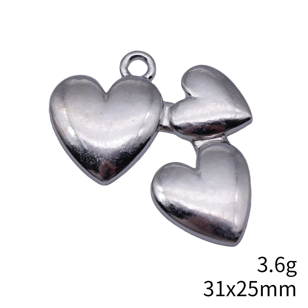 31x25mm 3.6g White K Color Zinc Alloy Three Heart Charm Pendant for DIY Necklace Bracelet Jewelry