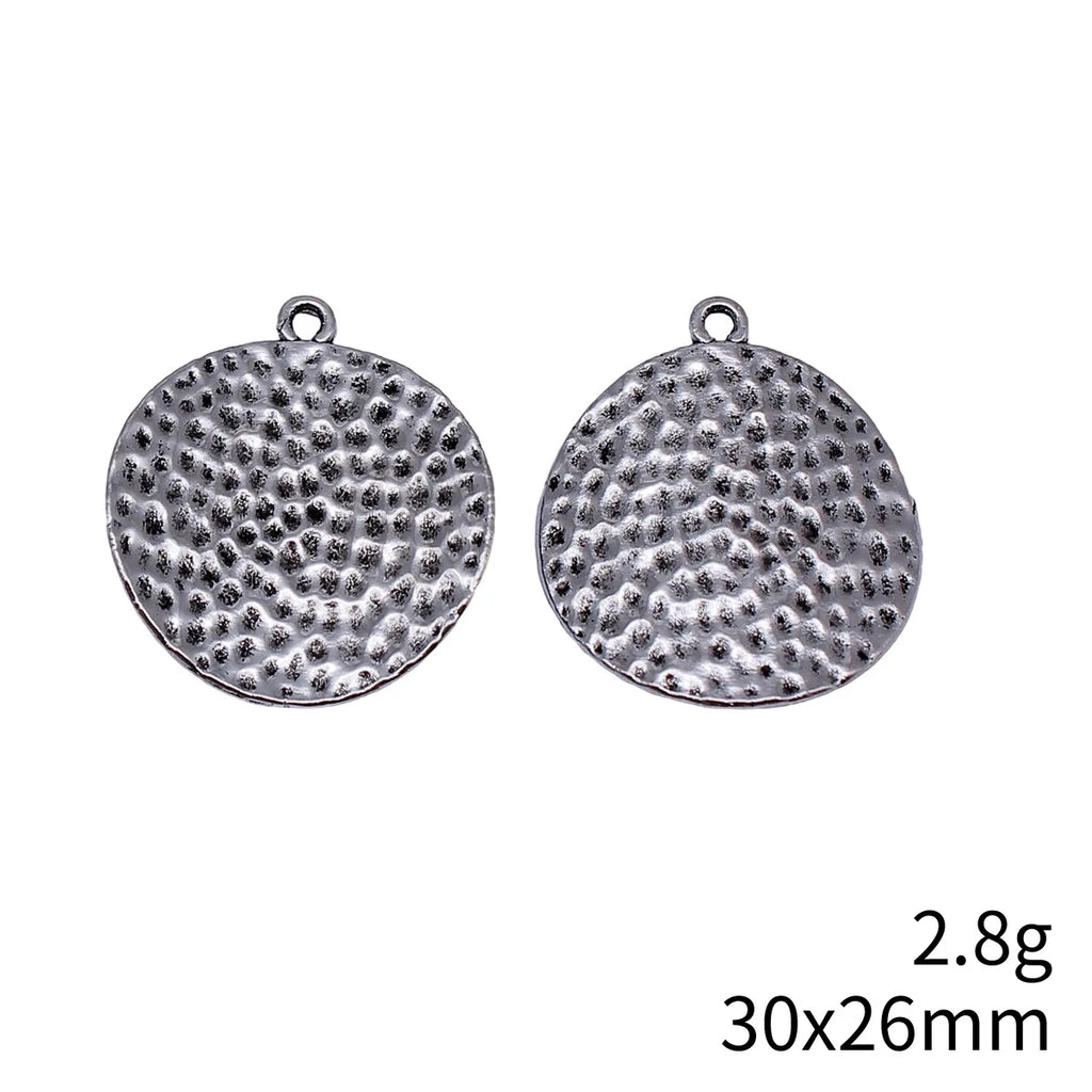 30x26mm 2.8g Multicolor Zinc Alloy Hammered Twisted Round Disc Charm Pendant for DIY Jewelry Making