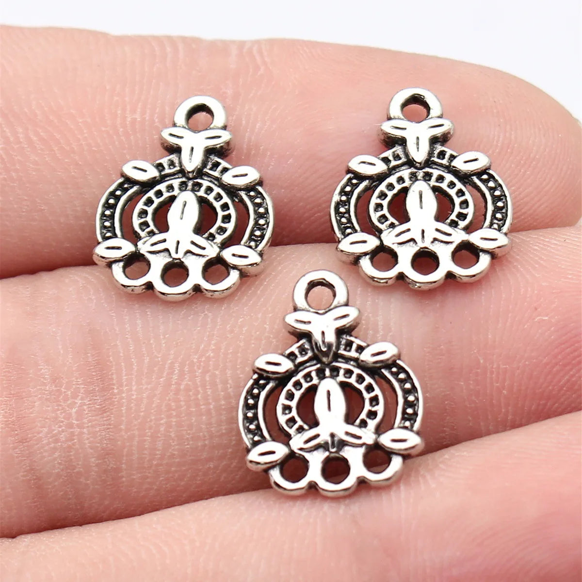 16x13mm 0.94g Blackened Silver Tone Zinc Alloy Earring Connector Charm Jewelry Findings for DIY Earrings