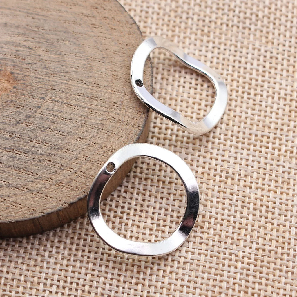 25x24mm 1.5g Multicolor Zinc Alloy Irregular Hollow Round Ring Charm Pendant for Earrings Necklace Making