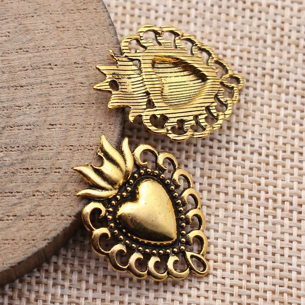 29x21mm 1.9g Multicolor Zinc Alloy Gothic Heart Charm Pendant for DIY Necklace Bracelet Jewelry Making