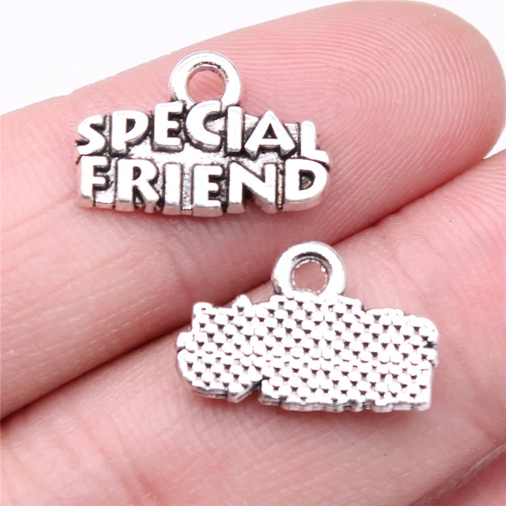 17x11mm 1.09g Antique Silver Zinc Alloy Special Friend Charm Pendant for DIY Necklace Jewelry