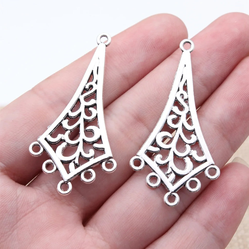 46x24mm 2.5g Antique Silver Zinc Alloy Long Earring Connector Charm for DIY Earring Jewelry Making
