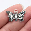 30x19mm 2g Antique Silver Zinc Alloy Skull Coffin Butterfly Charm Pendant for DIY Gothic Jewelry
