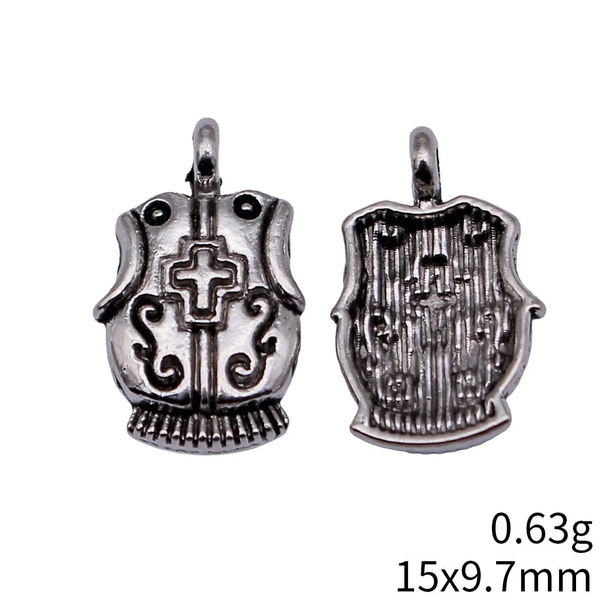 15x9.7mm 0.63g Antique Silver Zinc Alloy Cross Armor Charm Pendant for DIY Necklace Bracelet Jewelry