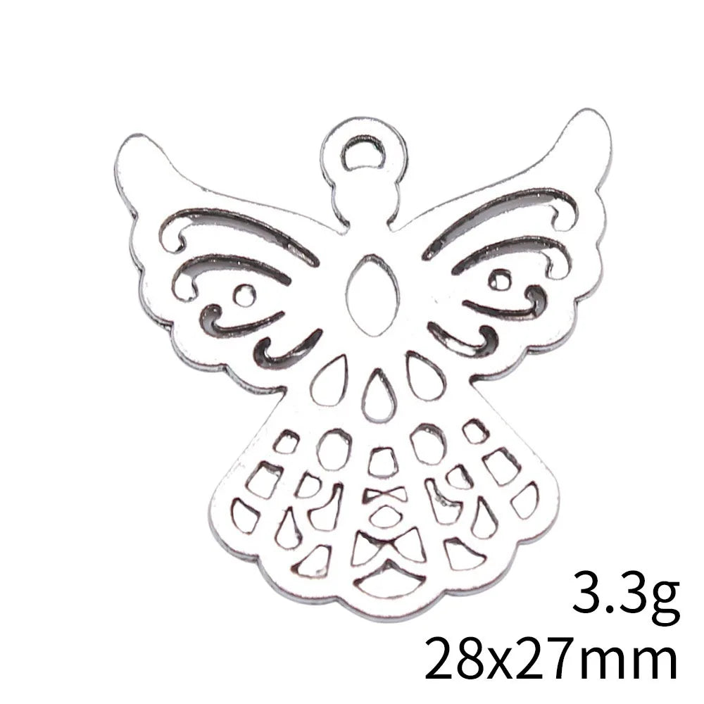 28x27mm 3.3g Antique Silver Zinc Alloy Angel Charm Pendant for DIY Necklace Bracelet Jewelry Making
