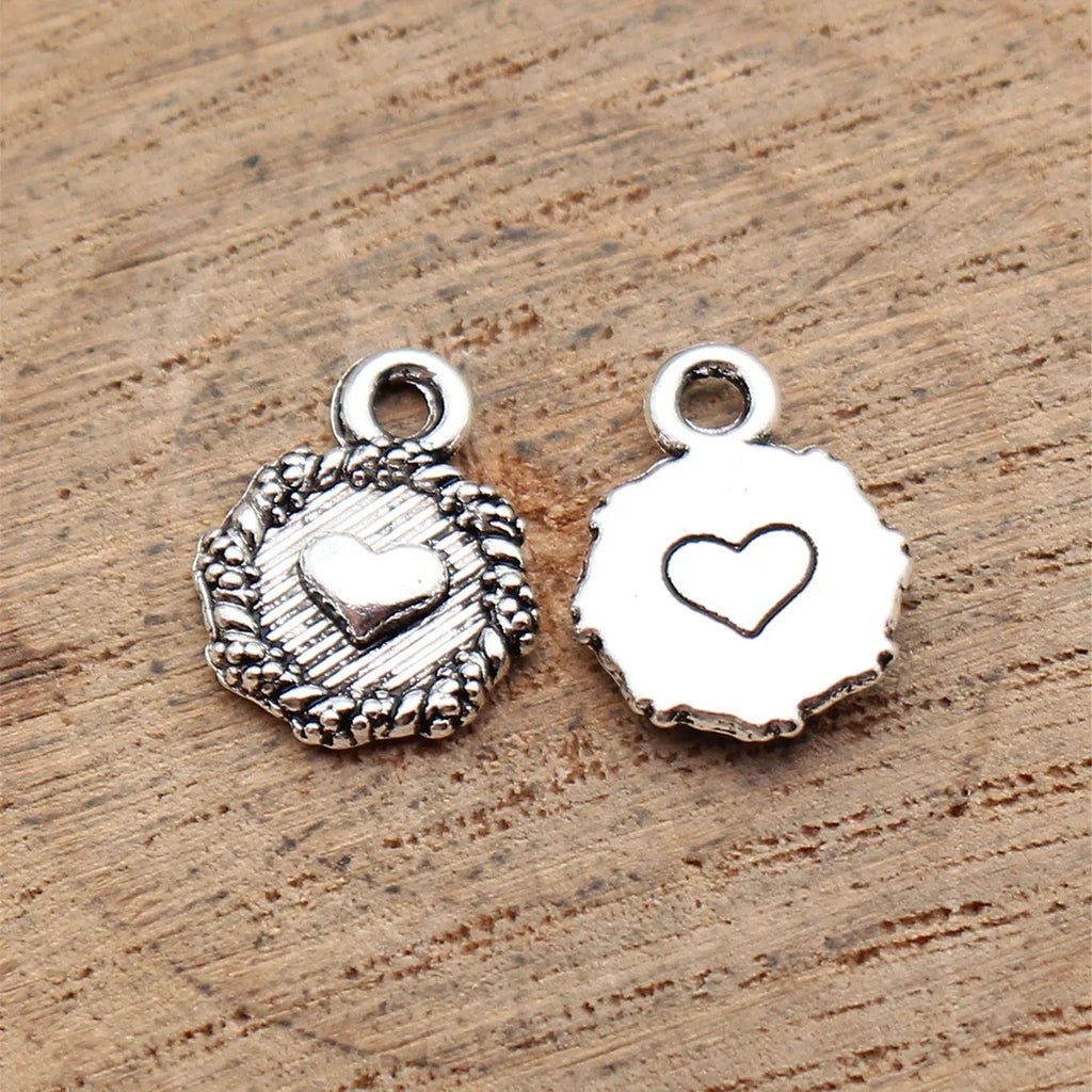 13x10mm 0.57g Antique Silver Zinc Alloy Heart Tag Charm Pendant for DIY Bracelet Jewelry Making