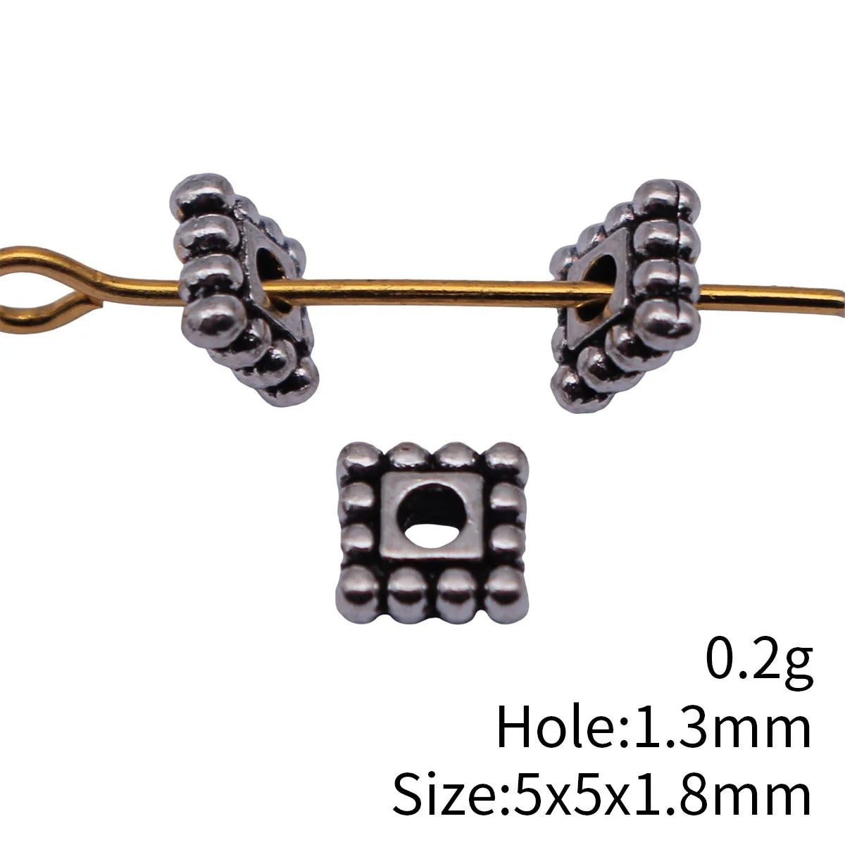 5x5x1.8mm 0.2g Antique Silver Tone Zinc Alloy Square Spacer Beads for DIY Bracelet Jewelry Making
