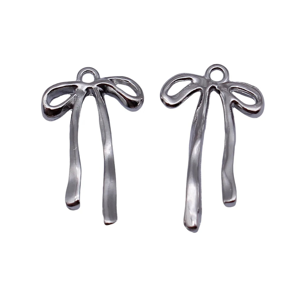 26x15mm 1.9g White K Color Zinc Alloy Bowknot Butterfly Charm Pendant for DIY Necklace Bracelet Jewelry