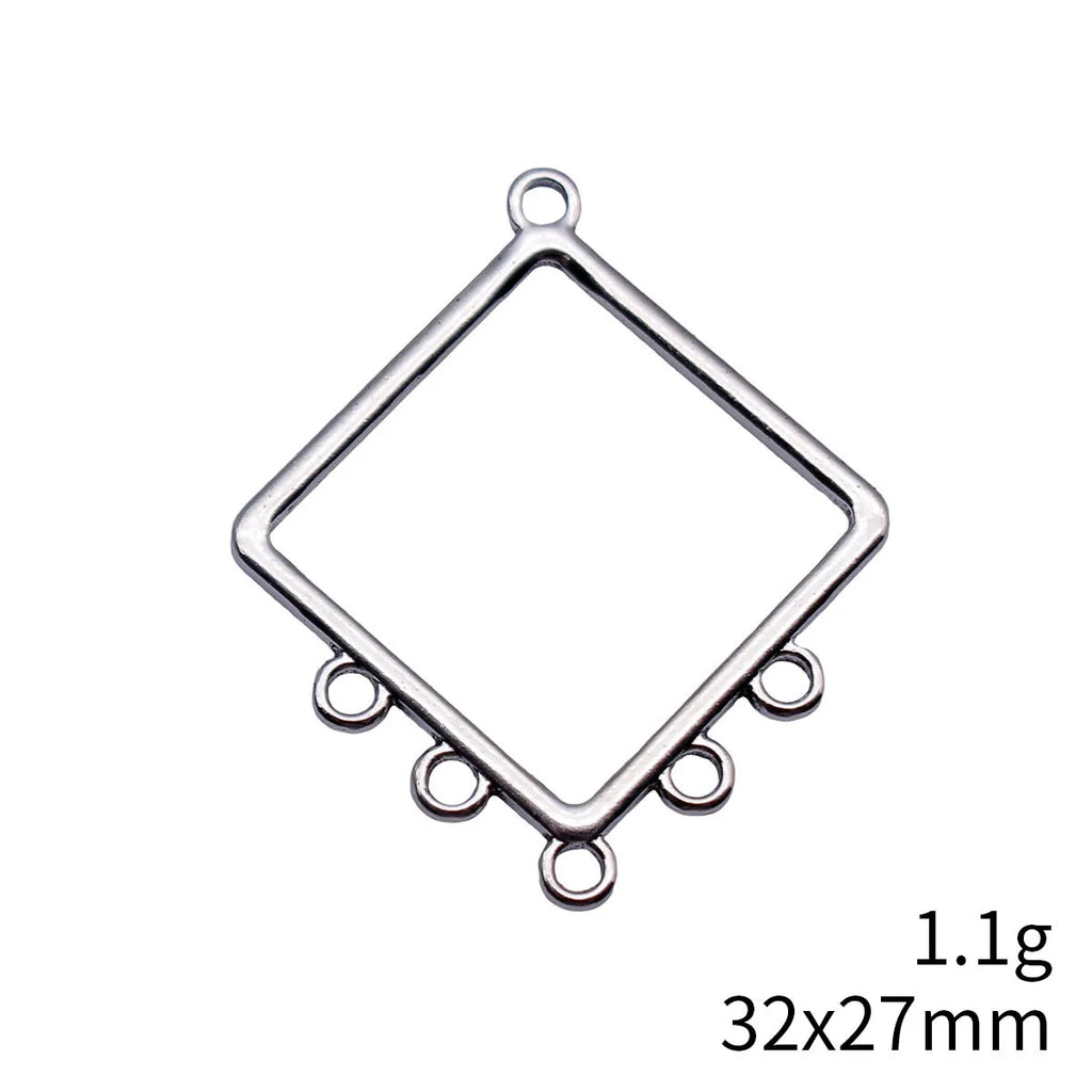 32x27mm 1.1g Multicolor Zinc Alloy Hollow Diamond Earring Connector Charms for DIY Earring Jewelry Making