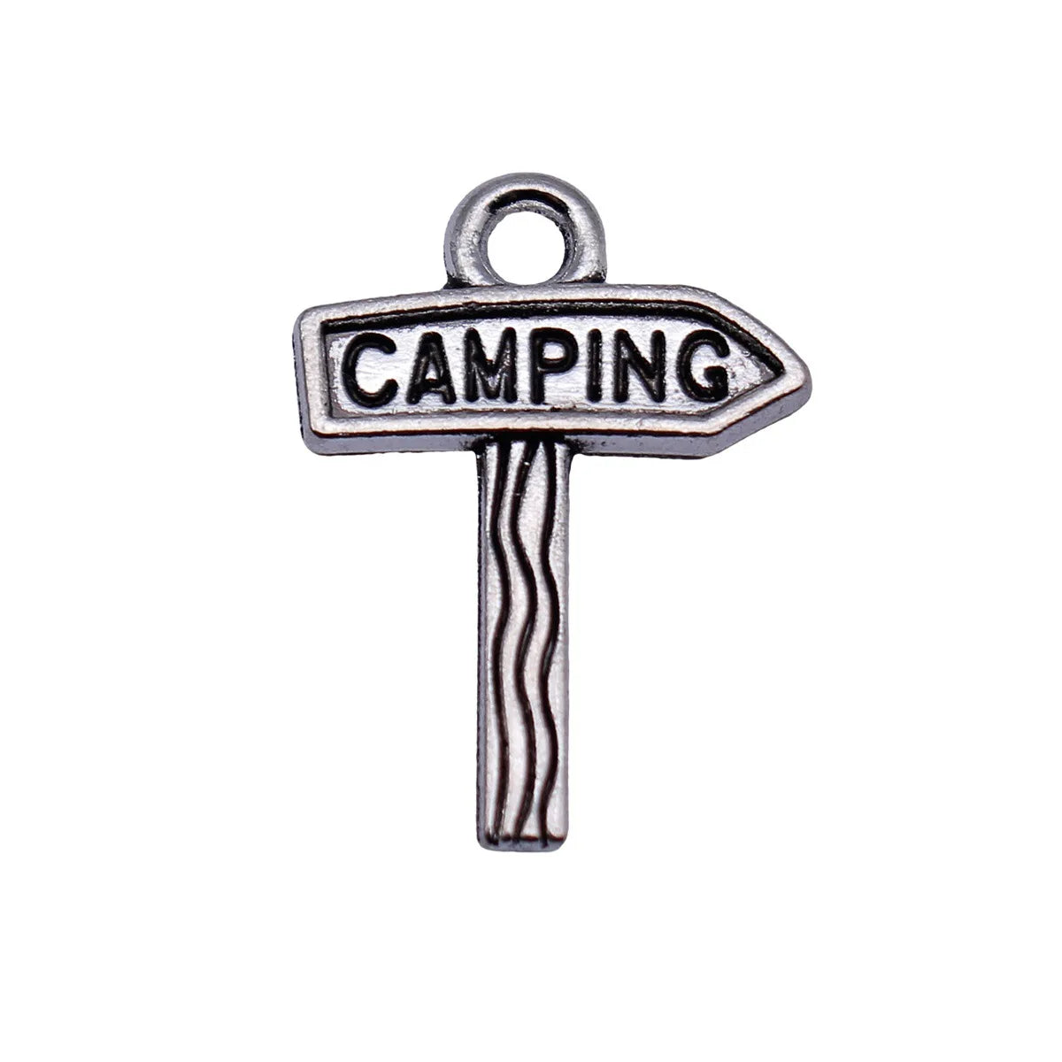 23x16mm 1.2g Antique Silver Zinc Alloy Camping Sign Charm Pendant for DIY Necklace Bracelet Making
