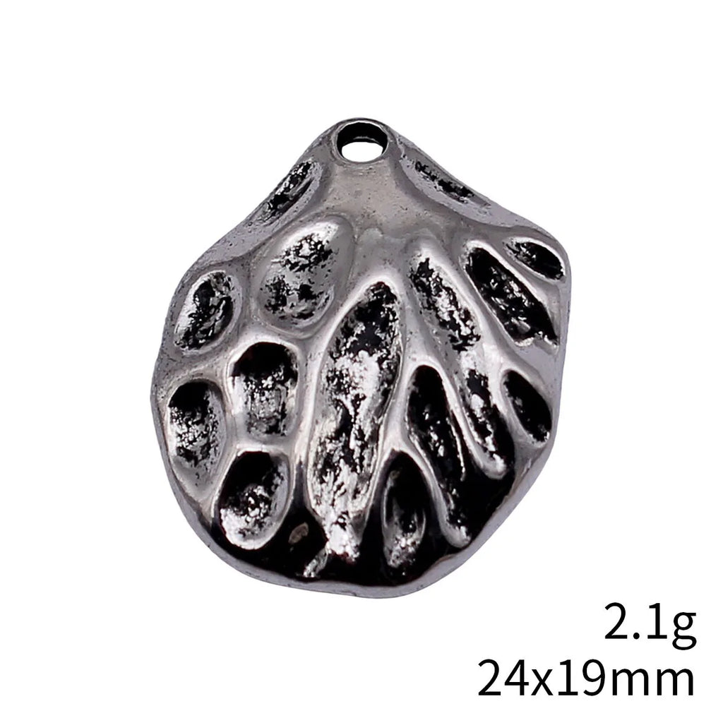 24x19mm 2.1g Antique Silver Zinc Alloy Hammered Shell Charm Pendant for DIY Necklace Making