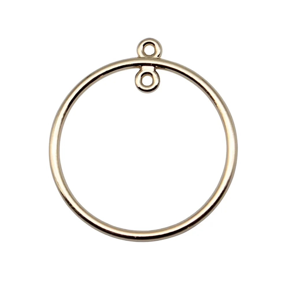 30x33mm 1.8g KC Gold Zinc Alloy Round Ring Earring Charms for DIY Dangle Earrings Jewelry Making