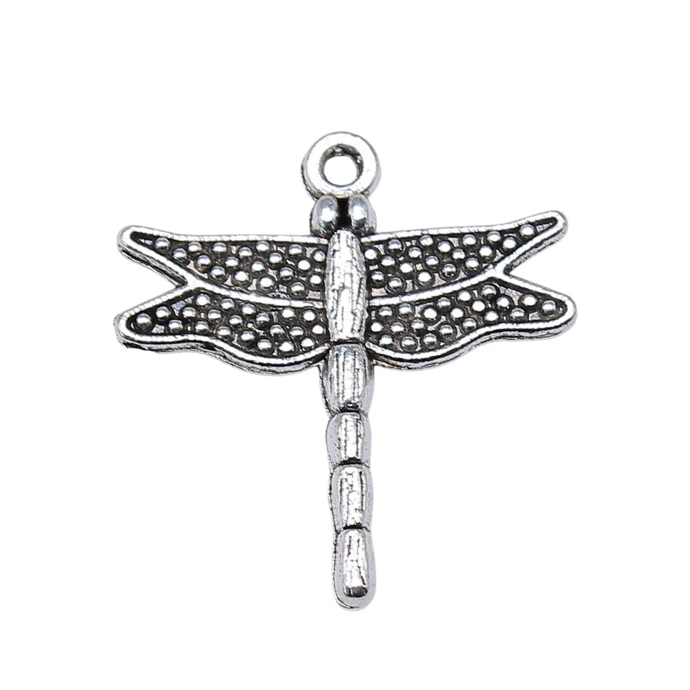 25x24mm 1.8g Antique Silver Zinc Alloy Dragonfly Charm Pendant for Necklace Bracelet DIY Jewelry