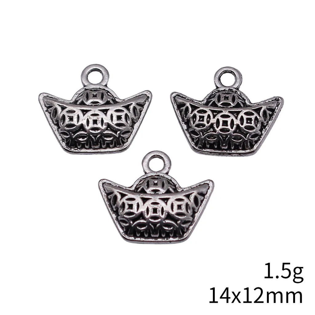 14x12mm 1.5g Multicolor Zinc Alloy Chinese Coin Ingot Charm Pendant for DIY Jewelry Making