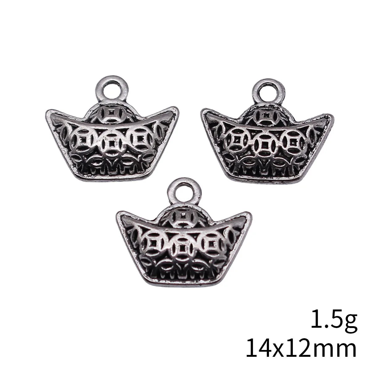 14x12mm 1.5g Multicolor Zinc Alloy Chinese Coin Ingot Charm Pendant for DIY Jewelry Making