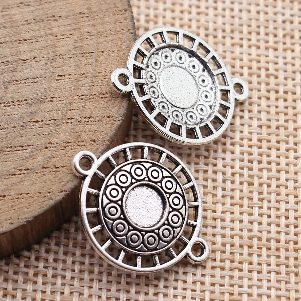 25x19mm 1.5g Antique Silver Zinc Alloy Radial Round Ring Connector Charm for DIY Jewelry Making