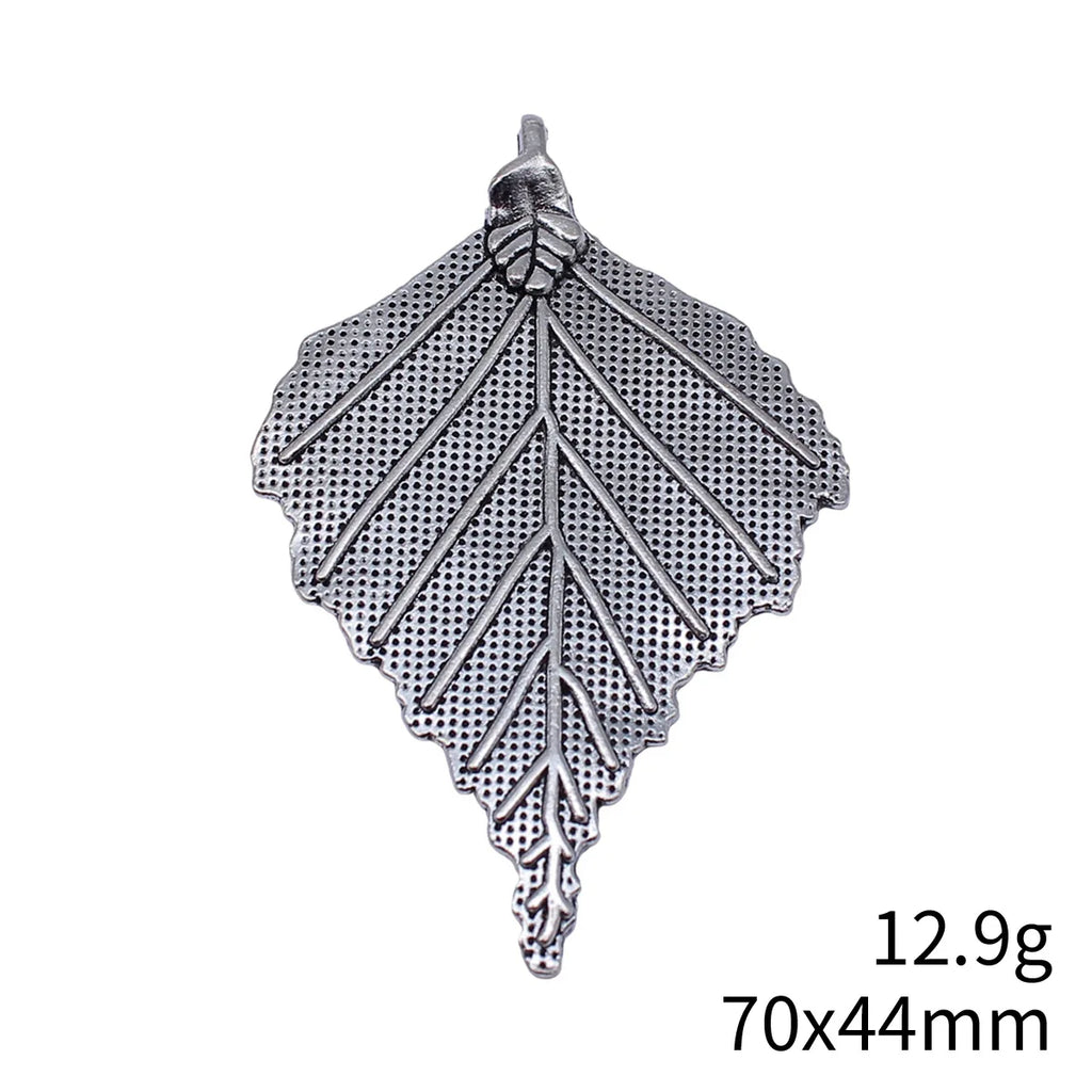 70x44mm 12.9g Antique Silver Zinc Alloy Large Tree Leaf Charm Pendant for DIY Necklace Jewelry Making