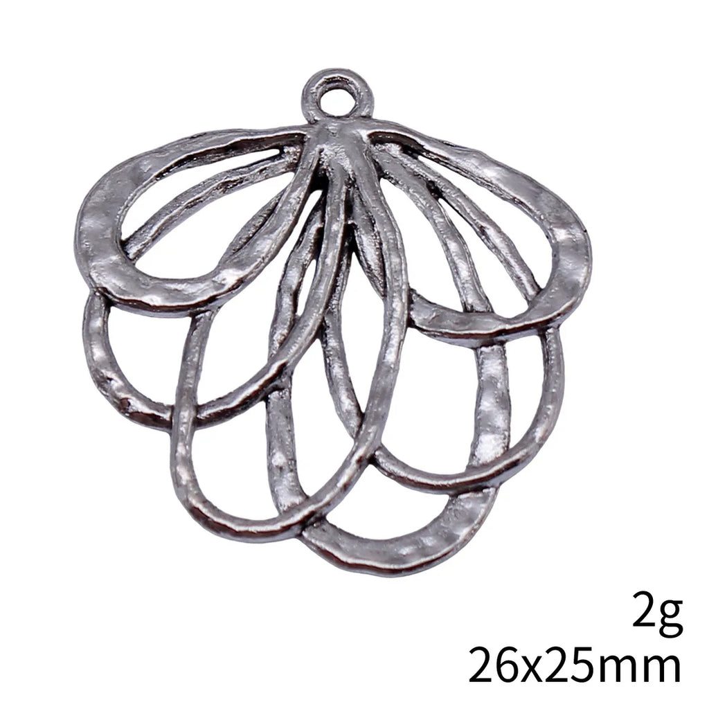 26x25mm 2g Antique Silver Zinc Alloy Openwork Geometric Hollow Earring Charms for DIY Earrings Making
