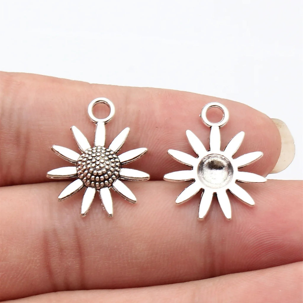 23x18mm 1.4g Multicolor Zinc Alloy Sunflower Flower Charm Pendant for DIY Necklace Bracelet Jewelry