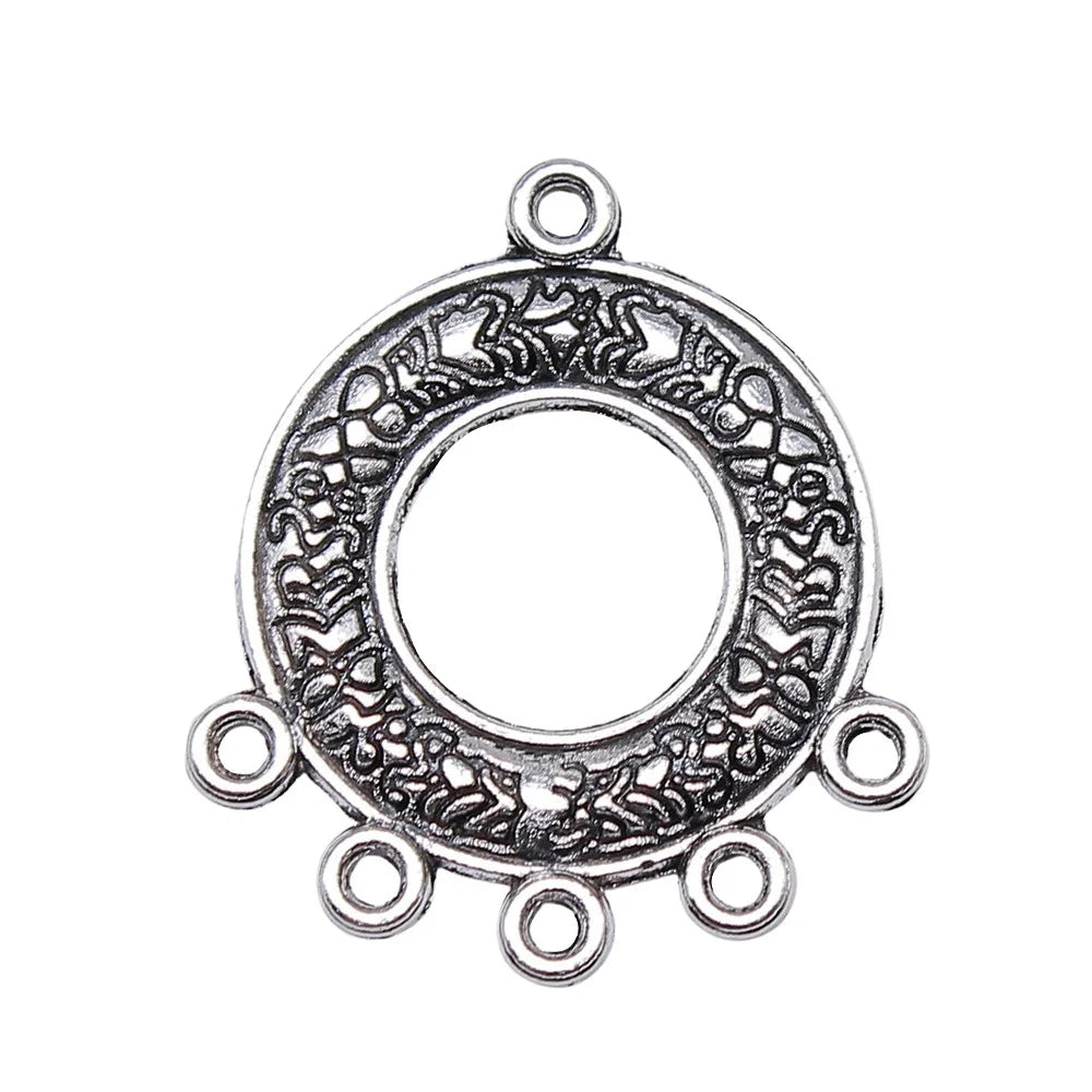 29x25mm 1.7g Antique Silver Zinc Alloy Round Ring Connector Charm for DIY Earring Making