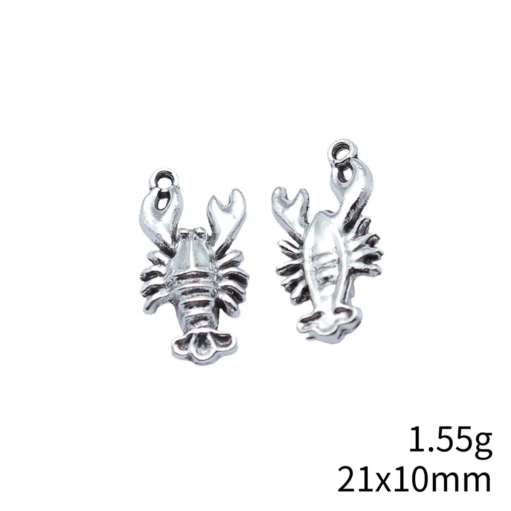 21x10mm 1.55g Antique Silver Zinc Alloy Lobster Charm Pendant for DIY Necklace Bracelet Jewelry Making