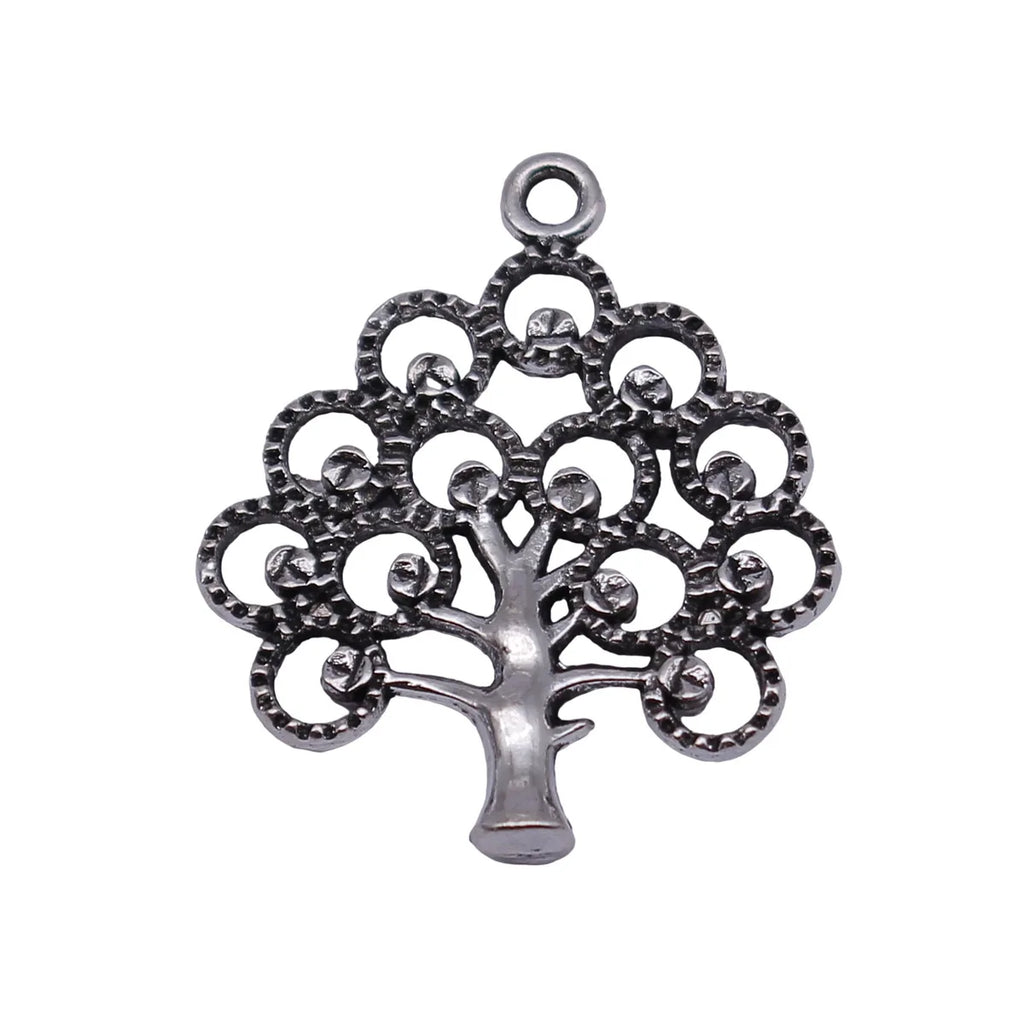 28x23mm 2.1g Antique Silver Zinc Alloy Hollow Tree Charm Pendant for DIY Necklace Jewelry Making