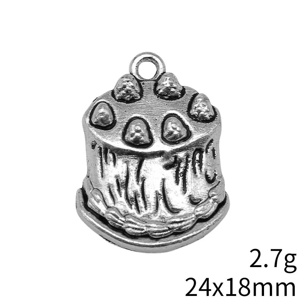 24x18mm 2.7g Multicolor Zinc Alloy Birthday Cake Charm Pendant for DIY Necklace Bracelet Making