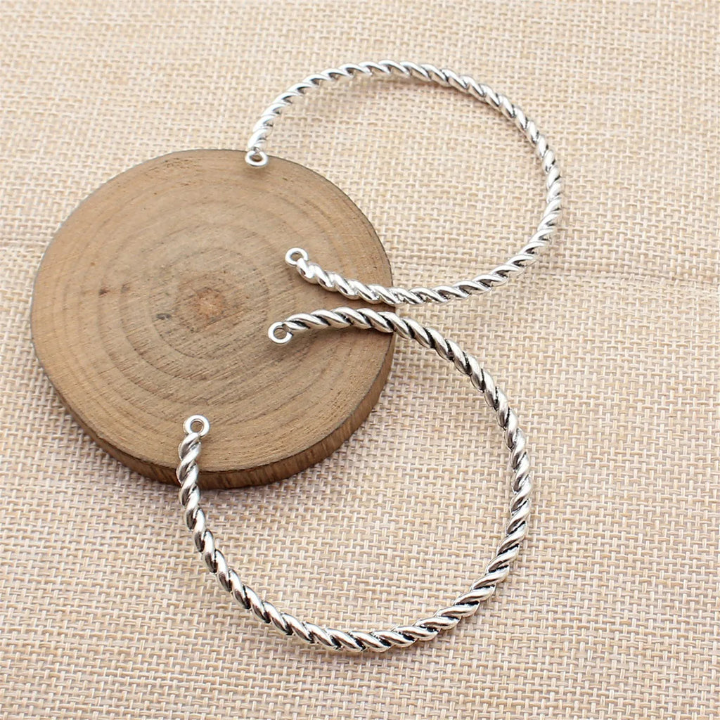 60x60x3.7mm 7.6g Antique Silver Zinc Alloy Twisted Ring Connector Charm for DIY Bangle Jewelry Making