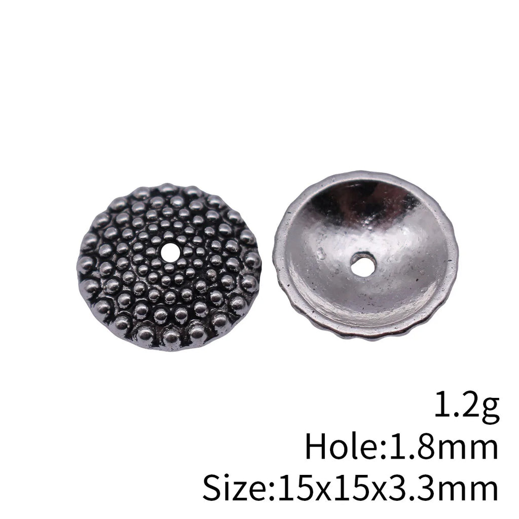 15x15x3.3mm 1.2g Multicolor Zinc Alloy Dotted Flower Bead Cap Spacer Beads for DIY Jewelry Making