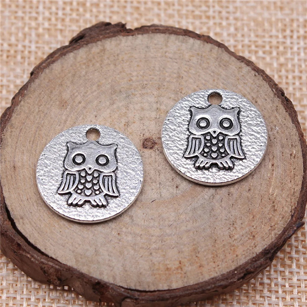 20x20mm 2.8g Antique Silver Zinc Alloy Owl Cat Charm Pendant for DIY Necklace Bracelet Jewelry Making