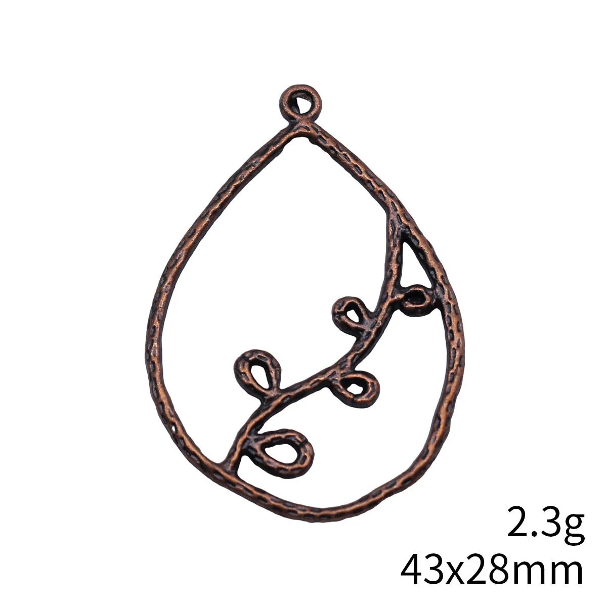 43x28mm 2.3g Multicolor Zinc Alloy Hollow Teardrop Tree Branch Charm Pendant for DIY Jewelry Making