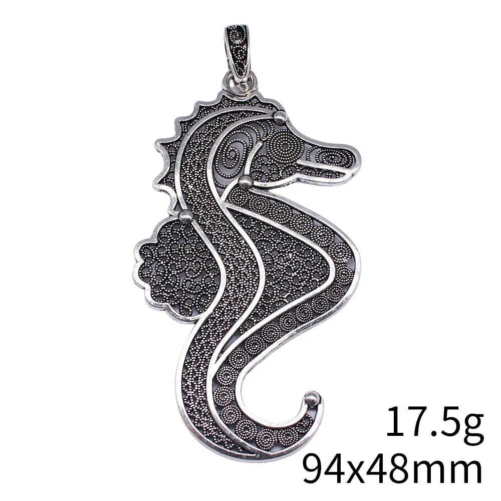 94x48mm 17.5g Antique Silver Zinc Alloy Seahorse Charm Pendant for DIY Necklace Bracelet Making