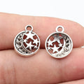 17x14mm 0.75g Antique Silver Zinc Alloy Star Moon Round Tag Charm Pendant for DIY Jewelry Making